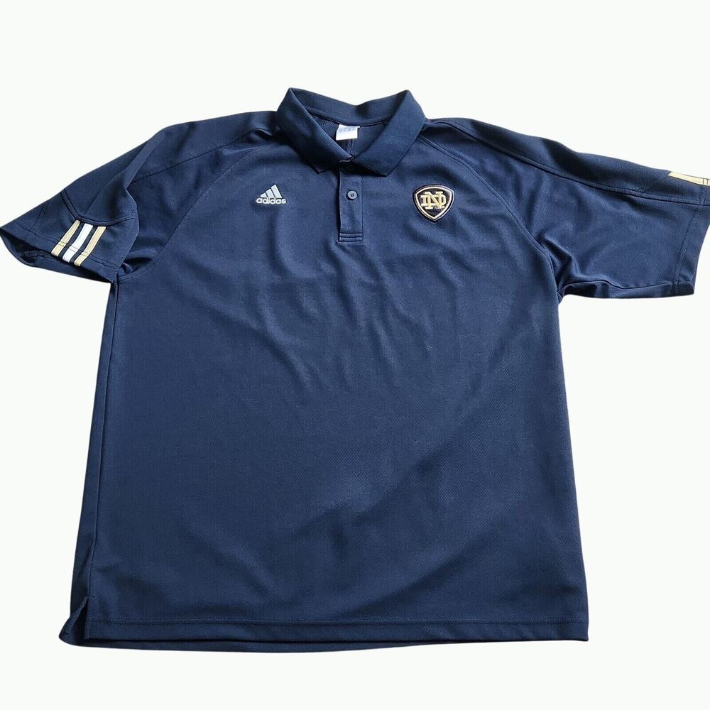 Adidas Notre‎ Dame Fighting Irish Navy Polo Shirt Size XL Embroidered Logo NCAA